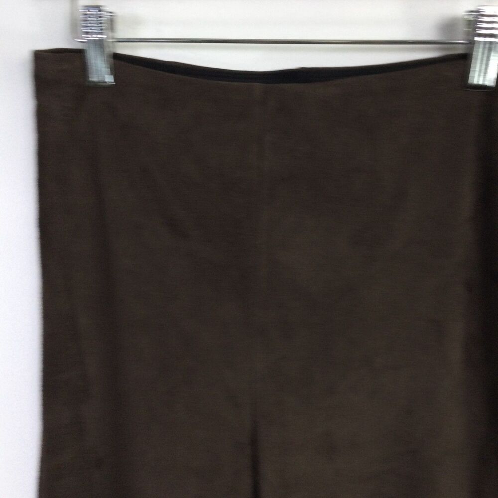 Lysse Womens Faux Suede High Waist Velvet Leggings Pull-On Dark Brown Size M - Picture 4 of 15